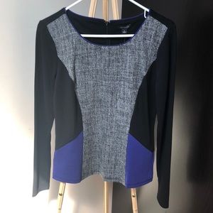 Ann Taylor Color Block Long Sleeve Top